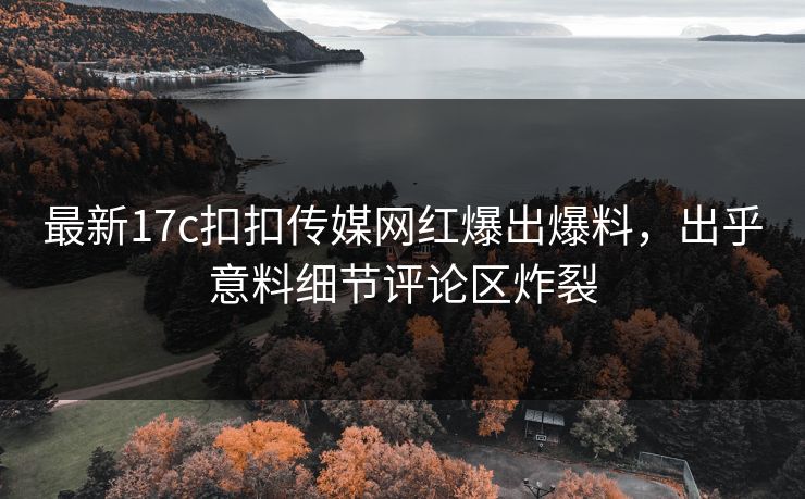 最新17c扣扣传媒网红爆出爆料，出乎意料细节评论区炸裂