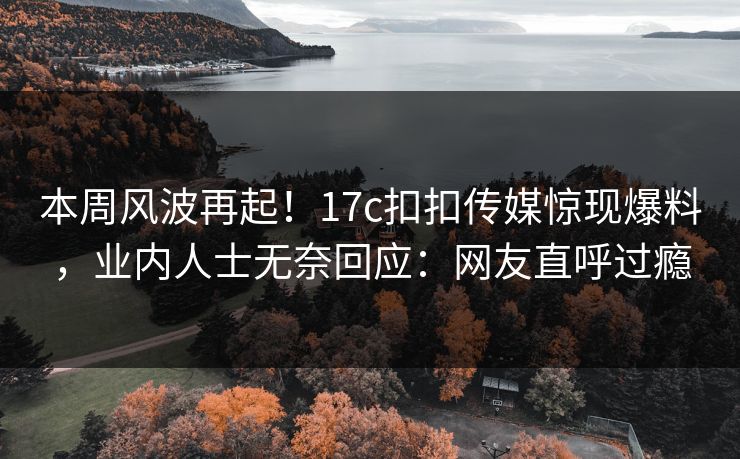 本周风波再起！17c扣扣传媒惊现爆料，业内人士无奈回应：网友直呼过瘾
