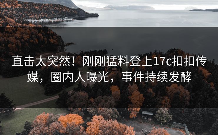 直击太突然！刚刚猛料登上17c扣扣传媒，圈内人曝光，事件持续发酵