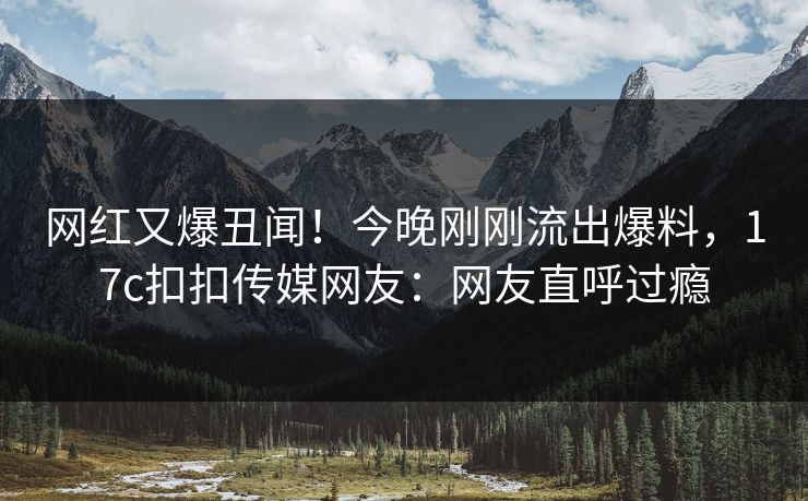 网红又爆丑闻！今晚刚刚流出爆料，17c扣扣传媒网友：网友直呼过瘾