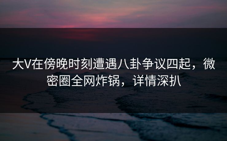大V在傍晚时刻遭遇八卦争议四起，微密圈全网炸锅，详情深扒