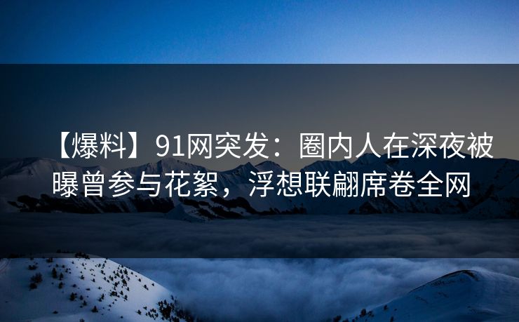【爆料】91网突发：圈内人在深夜被曝曾参与花絮，浮想联翩席卷全网