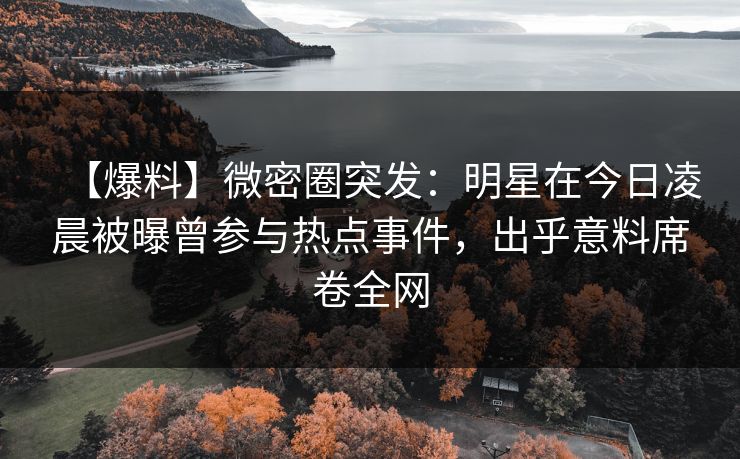 【爆料】微密圈突发：明星在今日凌晨被曝曾参与热点事件，出乎意料席卷全网
